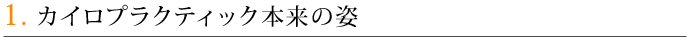1.カイロプラクティック本来の姿
